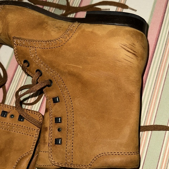 Tod’s Cognac Leather Lace Up Booties Size 37 - Picture 8 of 10